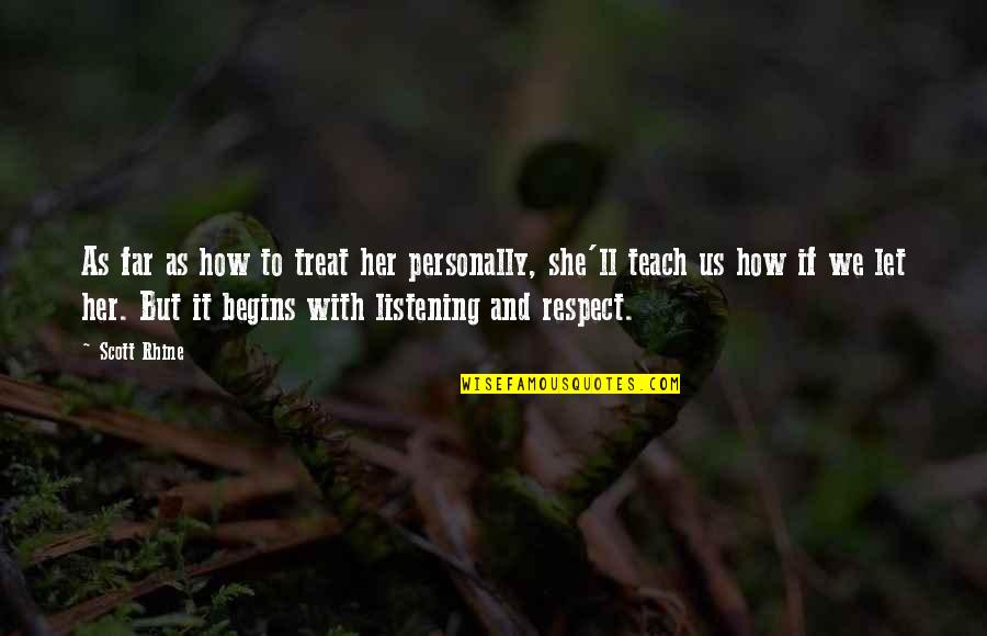 Gamze Topuz Quotes By Scott Rhine: As far as how to treat her personally, Gamze Topuz Quotes By Scott Rhine: As far as how to treat her personally,