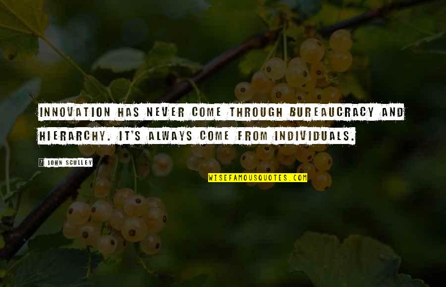 Gamzee X Quotes By John Sculley: Innovation has never come through bureaucracy and hierarchy.