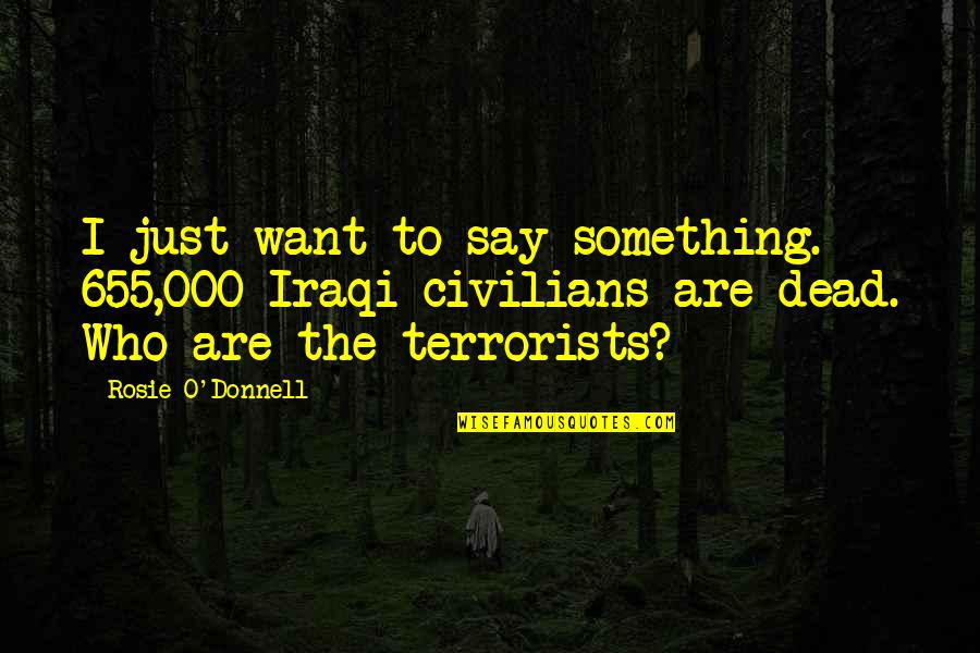 Gandalf And Radagast Quotes By Rosie O'Donnell: I just want to say something. 655,000 Iraqi