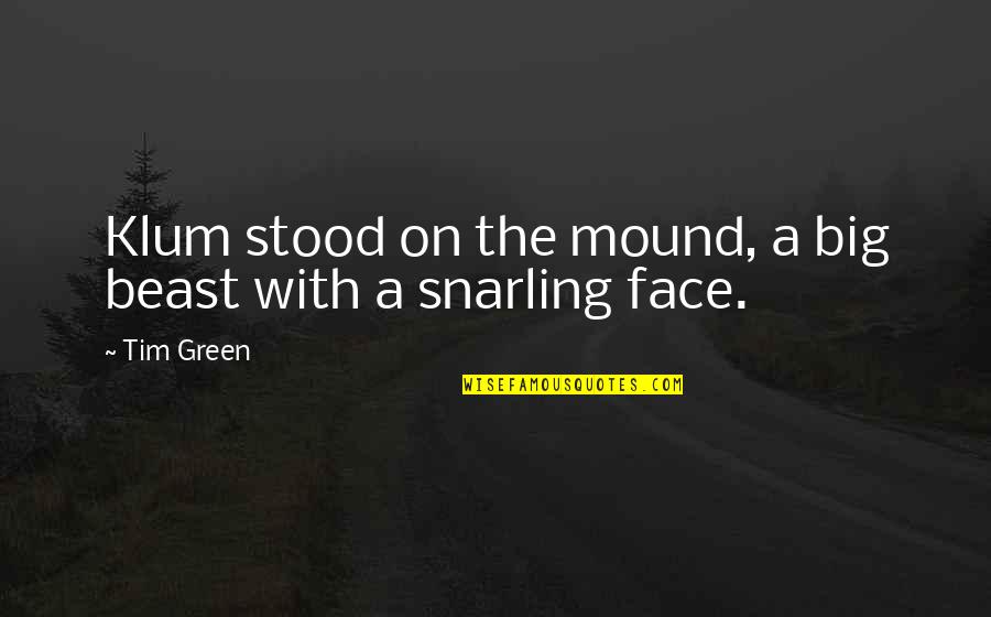 Gandalf Theoden Quotes By Tim Green: Klum stood on the mound, a big beast