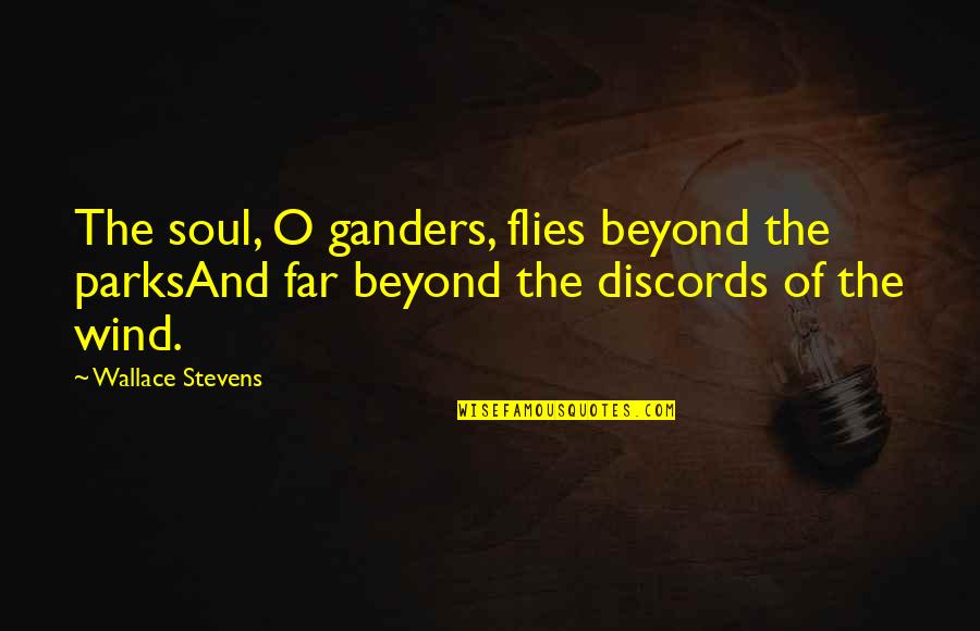Ganders Quotes By Wallace Stevens: The soul, O ganders, flies beyond the parksAnd