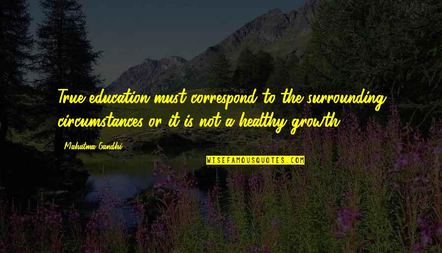 Gandhi And Education Quotes By Mahatma Gandhi: True education must correspond to the surrounding circumstances