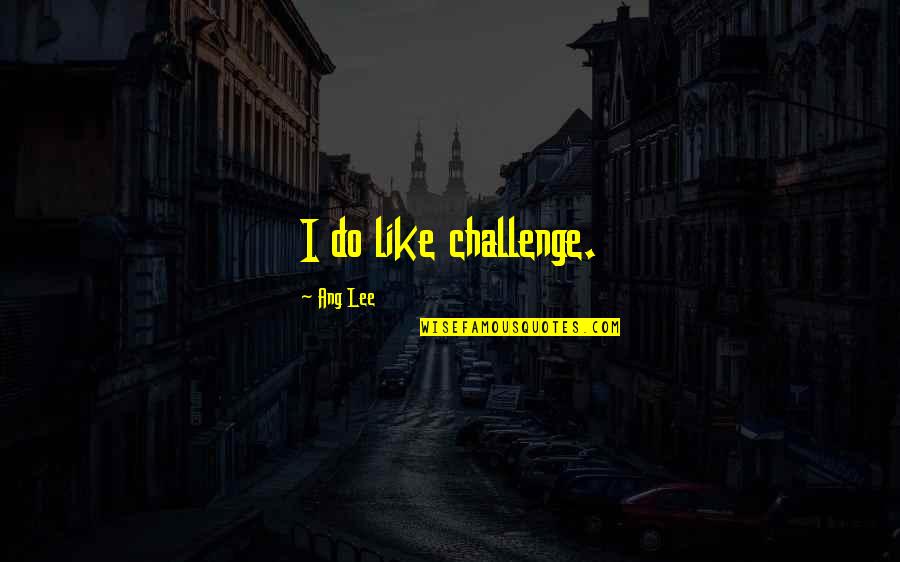 Gandhi Family Quotes By Ang Lee: I do like challenge. Gandhi Family Quotes By Ang Lee: I do like challenge.