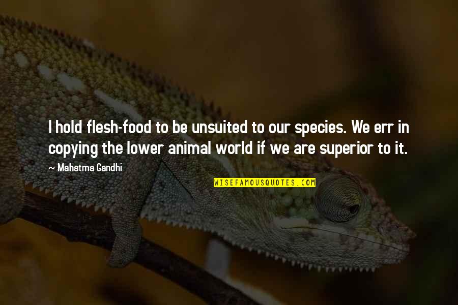 Gandhi On Vegetarianism Quotes By Mahatma Gandhi: I hold flesh-food to be unsuited to our Gandhi On Vegetarianism Quotes By Mahatma Gandhi: I hold flesh-food to be unsuited to our