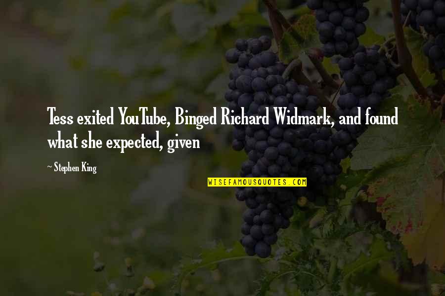 Gandolfini Cause Quotes By Stephen King: Tess exited YouTube, Binged Richard Widmark, and found