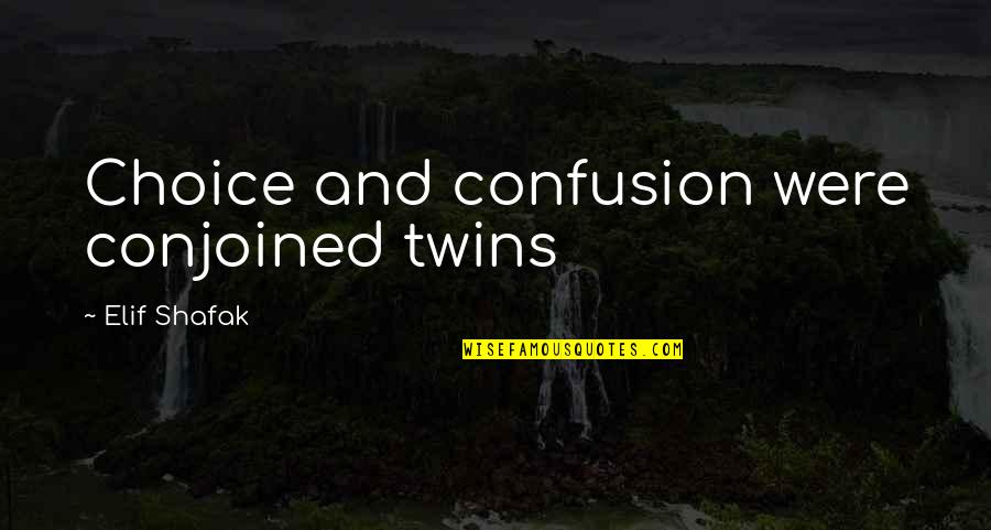 Gantimpala Kahulugan Quotes By Elif Shafak: Choice and confusion were conjoined twins Gantimpala Kahulugan Quotes By Elif Shafak: Choice and confusion were conjoined twins