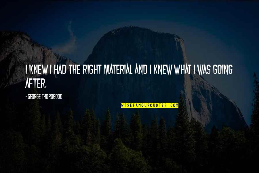 Gap In Friendship Quotes By George Thorogood: I knew I had the right material and