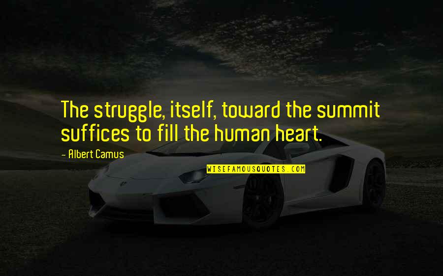 Gapes Quotes By Albert Camus: The struggle, itself, toward the summit suffices to