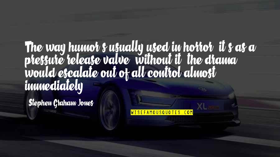 Garby X Quotes By Stephen Graham Jones: The way humor's usually used in horror, it's Garby X Quotes By Stephen Graham Jones: The way humor's usually used in horror, it's