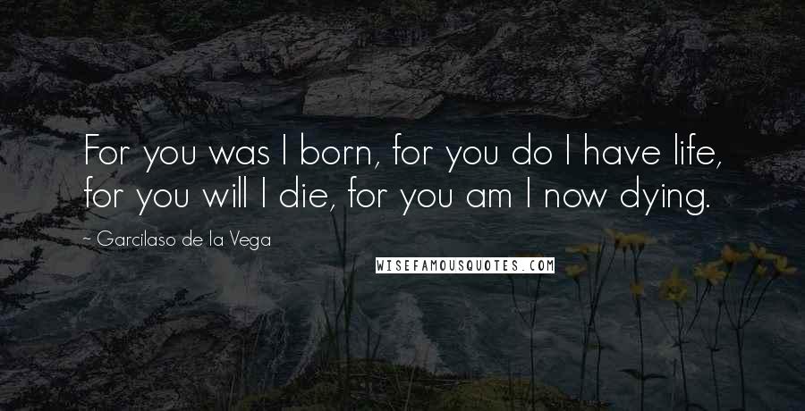 Garcilaso De La Vega quotes: For you was I born, for you do I have life, for you will I die, for you am I now dying.