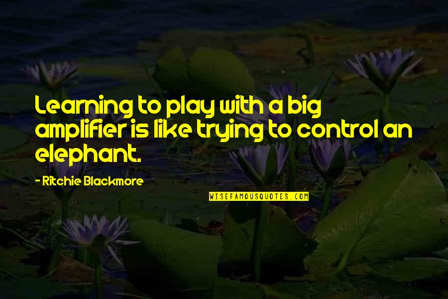 Gardens And Art Quotes By Ritchie Blackmore: Learning to play with a big amplifier is