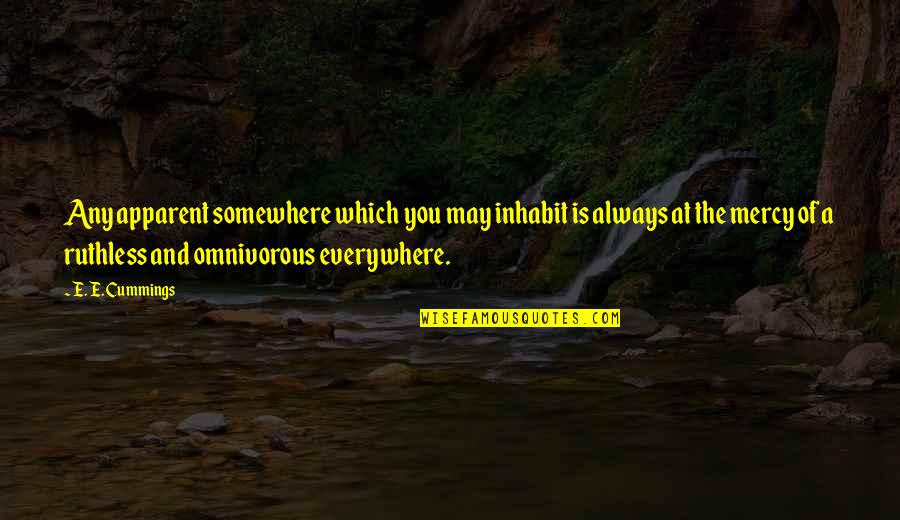 Garderobe Quotes By E. E. Cummings: Any apparent somewhere which you may inhabit is