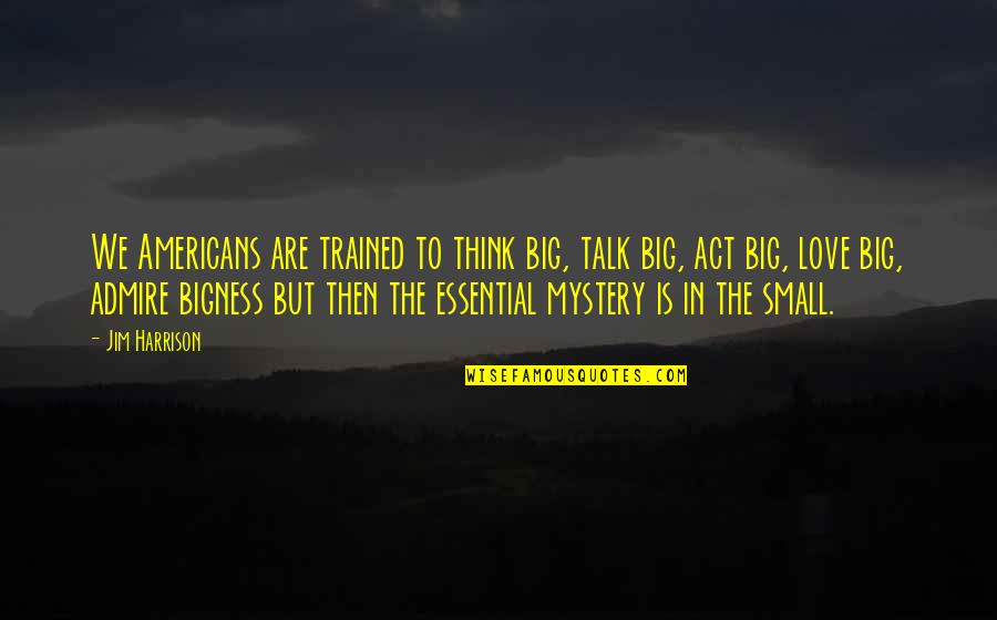 Garganta En Quotes By Jim Harrison: We Americans are trained to think big, talk Garganta En Quotes By Jim Harrison: We Americans are trained to think big, talk