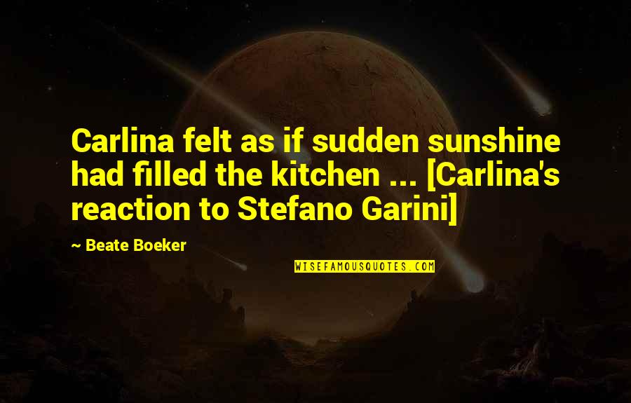Garini Quotes By Beate Boeker: Carlina felt as if sudden sunshine had filled