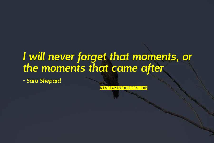 Garment Quality Quotes By Sara Shepard: I will never forget that moments, or the