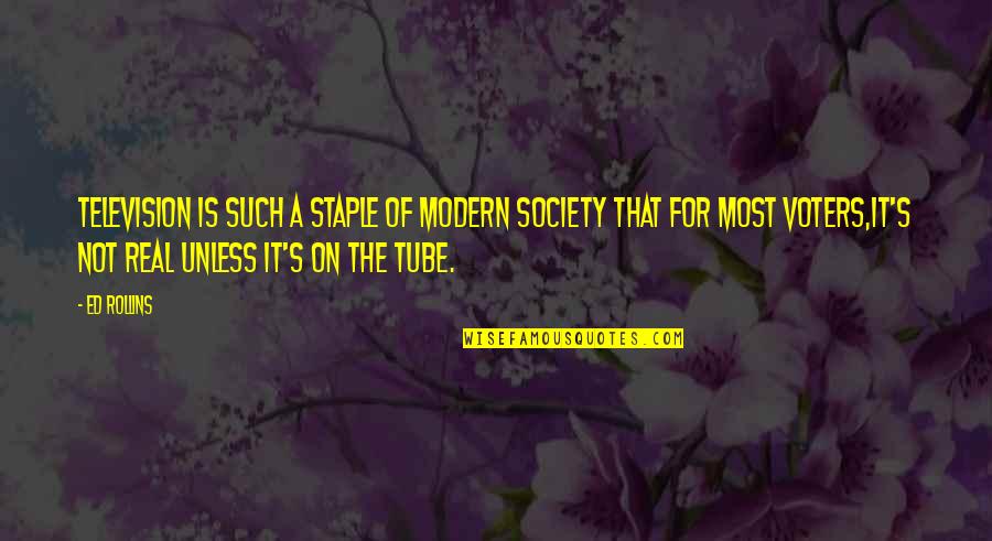 Garnell Moore Quotes By Ed Rollins: Television is such a staple of modern society Garnell Moore Quotes By Ed Rollins: Television is such a staple of modern society