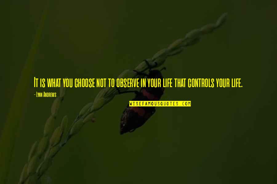 Garniche Quotes By Lynn Andrews: It is what you choose not to observe