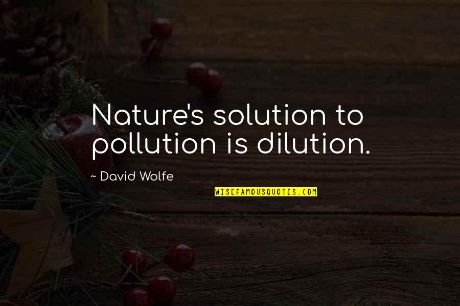 Garron Belnap Quotes By David Wolfe: Nature's solution to pollution is dilution. Garron Belnap Quotes By David Wolfe: Nature's solution to pollution is dilution.