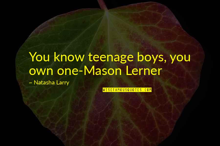 Gartenbank Aus Quotes By Natasha Larry: You know teenage boys, you own one-Mason Lerner