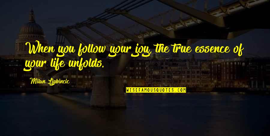 Garth Brooks T Shirt Quotes By Milan Ljubincic: When you follow your joy, the true essence