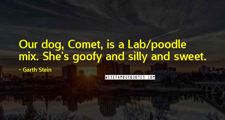 Garth Stein quotes: Our dog, Comet, is a Lab/poodle mix. She's goofy and silly and sweet.