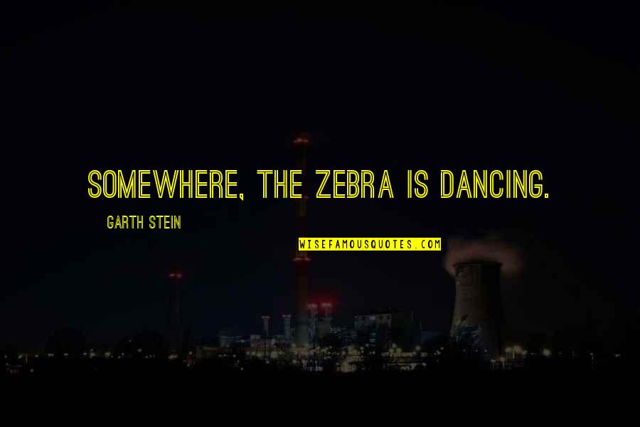 Garth Stein Quotes By Garth Stein: Somewhere, the zebra is dancing.