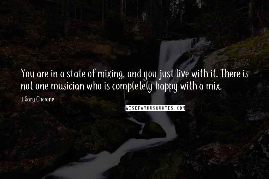 Gary Cherone quotes: You are in a state of mixing, and you just live with it. There is not one musician who is completely happy with a mix.