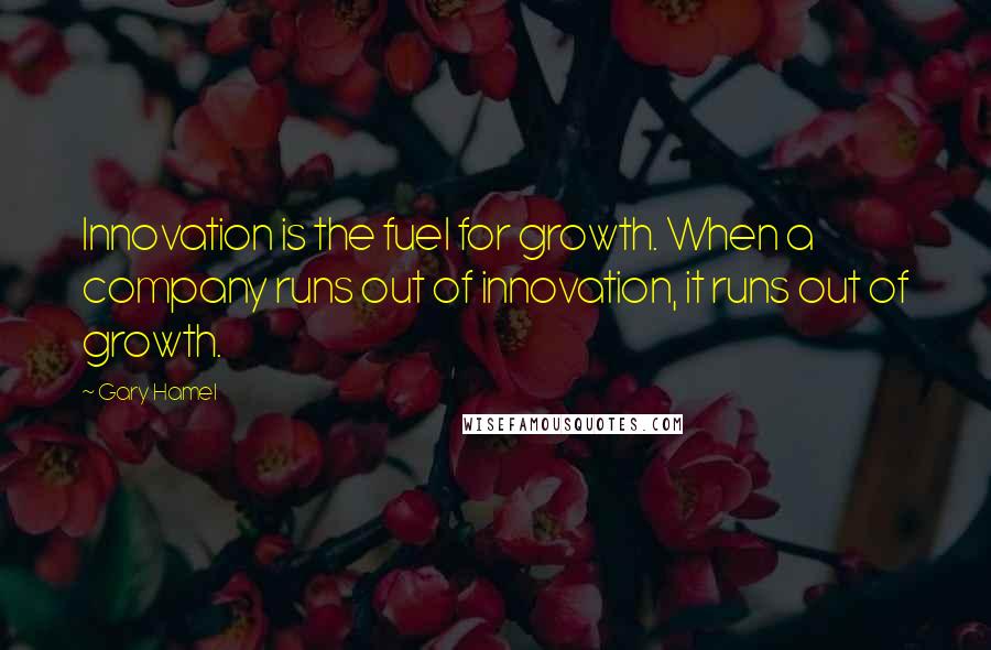 Gary Hamel quotes: Innovation is the fuel for growth. When a company runs out of innovation, it runs out of growth.