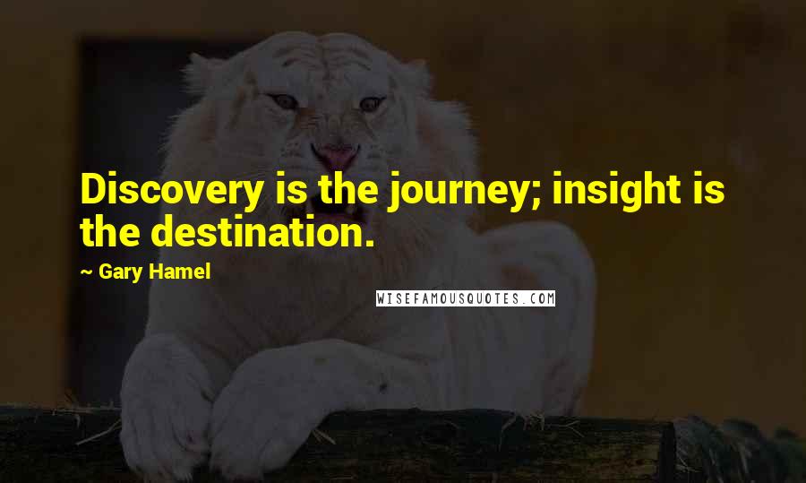 Gary Hamel quotes: Discovery is the journey; insight is the destination.