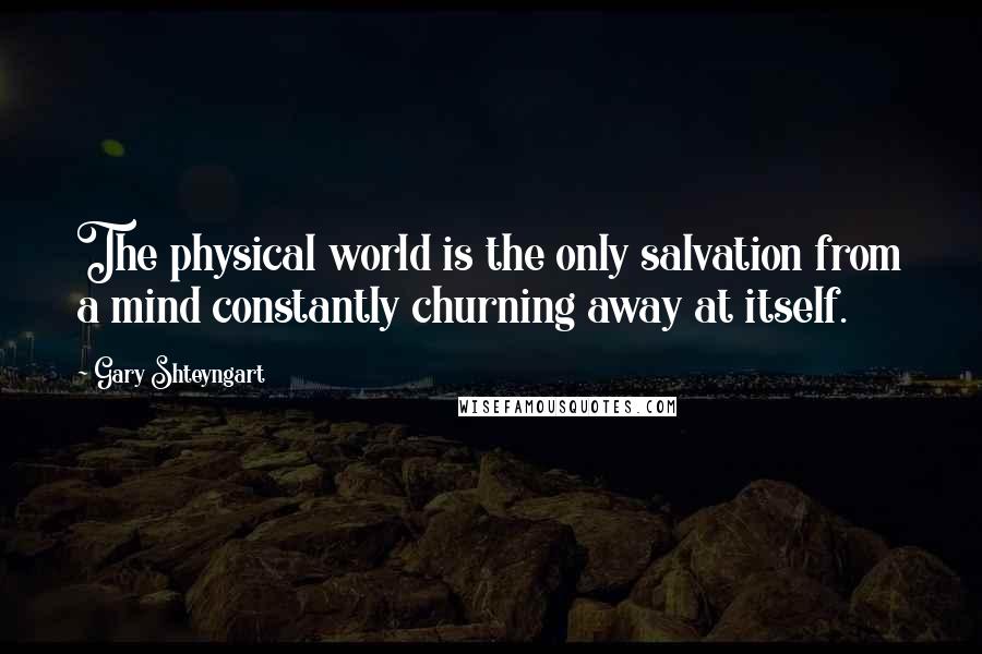 Gary Shteyngart quotes: The physical world is the only salvation from a mind constantly churning away at itself.