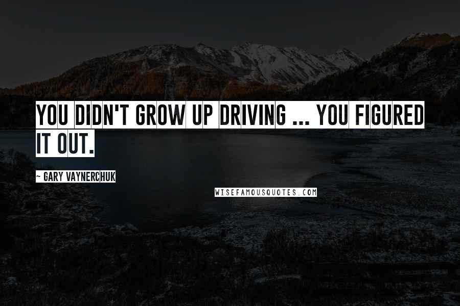 Gary Vaynerchuk quotes: You didn't grow up driving ... you figured it out.