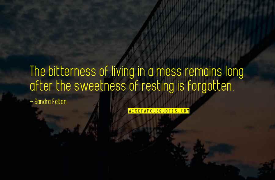 Gasnel Quotes By Sandra Felton: The bitterness of living in a mess remains
