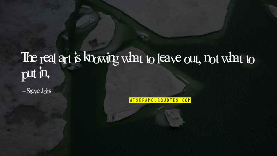 Gasparetto Play Quotes By Steve Jobs: The real art is knowing what to leave