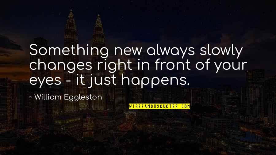 Gassenbauer Quotes By William Eggleston: Something new always slowly changes right in front