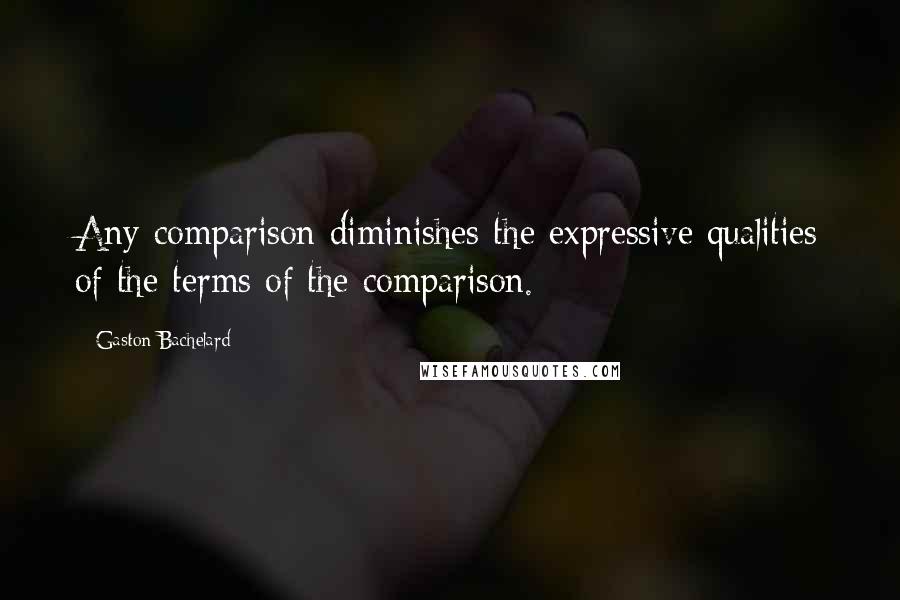 Gaston Bachelard quotes: Any comparison diminishes the expressive qualities of the terms of the comparison.