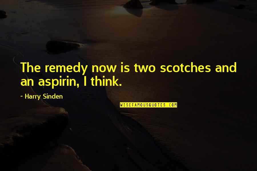 Gastronomist Doctor Quotes By Harry Sinden: The remedy now is two scotches and an