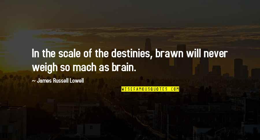 Gates Of Janus Quotes By James Russell Lowell: In the scale of the destinies, brawn will Gates Of Janus Quotes By James Russell Lowell: In the scale of the destinies, brawn will