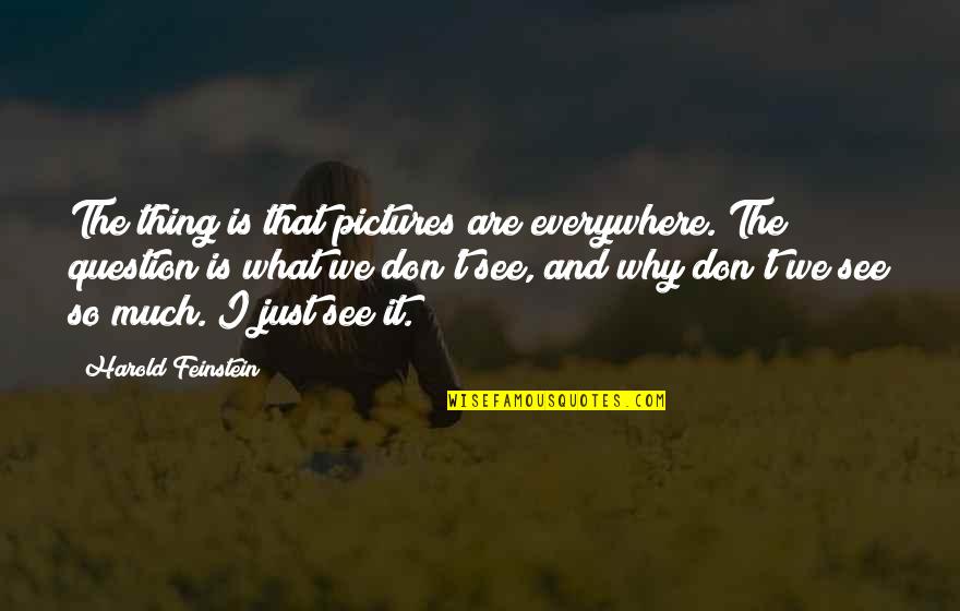 Gathenge Quotes By Harold Feinstein: The thing is that pictures are everywhere. The
