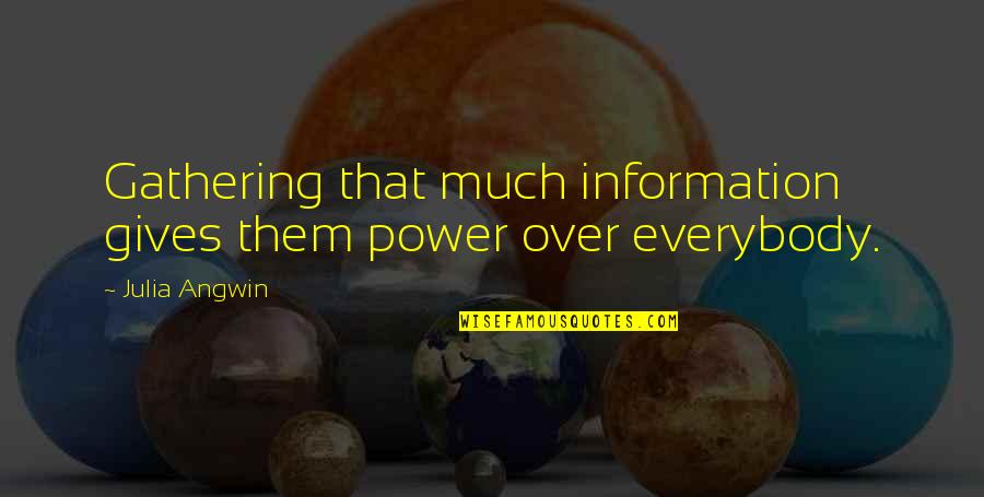 Gathering Information Quotes By Julia Angwin: Gathering that much information gives them power over