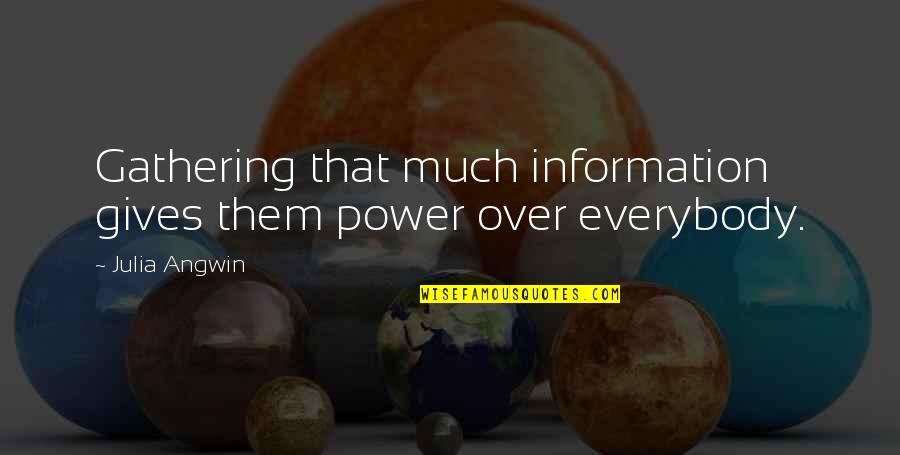 Gathering Quotes By Julia Angwin: Gathering that much information gives them power over