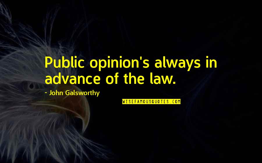 Gatos Maullando Quotes By John Galsworthy: Public opinion's always in advance of the law. Gatos Maullando Quotes By John Galsworthy: Public opinion's always in advance of the law.