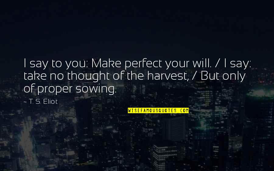 Gatrillion Quotes By T. S. Eliot: I say to you: Make perfect your will.