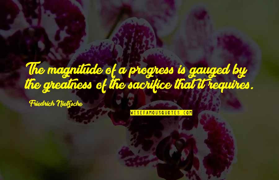Gauged Quotes By Friedrich Nietzsche: The magnitude of a progress is gauged by