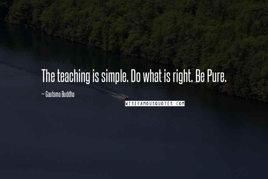Gautama Buddha quotes: The teaching is simple. Do what is right. Be Pure.