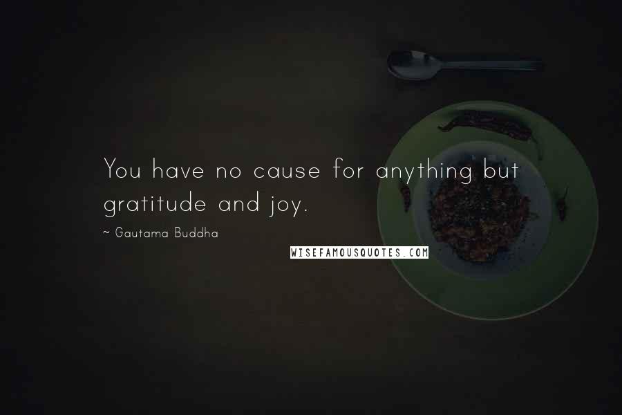 Gautama Buddha quotes: You have no cause for anything but gratitude and joy.