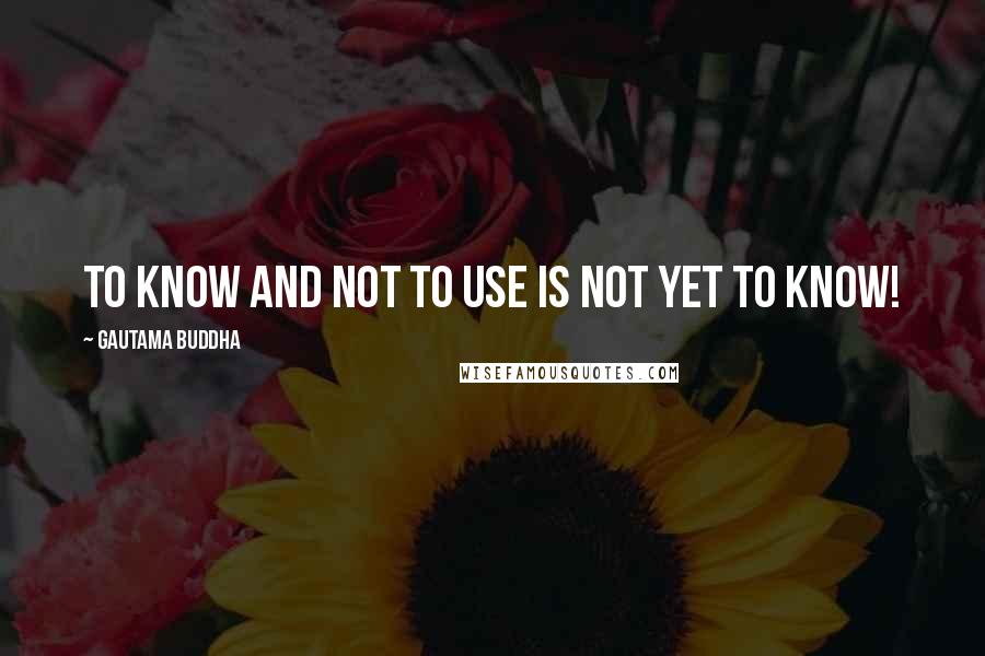 Gautama Buddha quotes: To know and not to use is not yet to know!