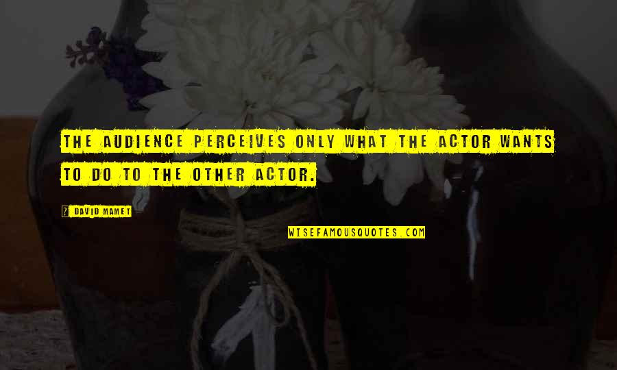 Gauwitz Quotes By David Mamet: The audience perceives only what the actor wants