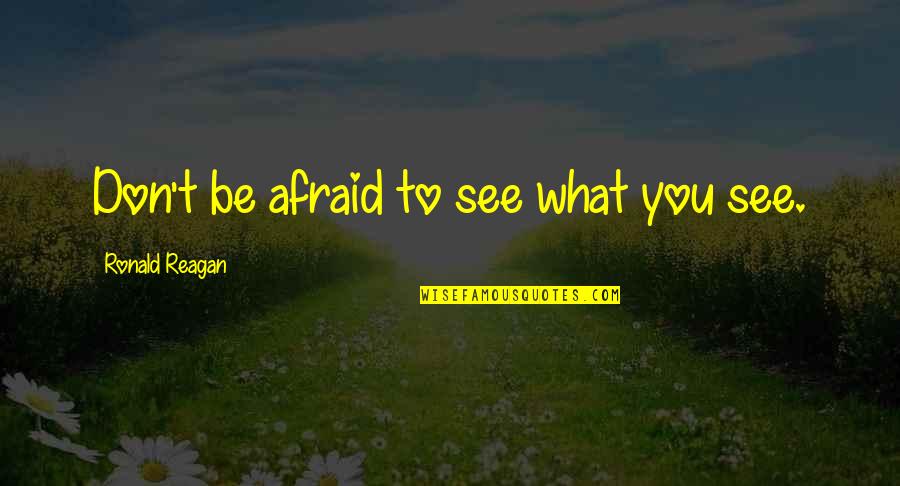 Gavaldon School Quotes By Ronald Reagan: Don't be afraid to see what you see. Gavaldon School Quotes By Ronald Reagan: Don't be afraid to see what you see.