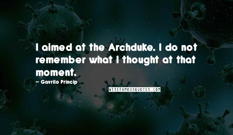 Gavrilo Princip quotes: I aimed at the Archduke. I do not remember what I thought at that moment.