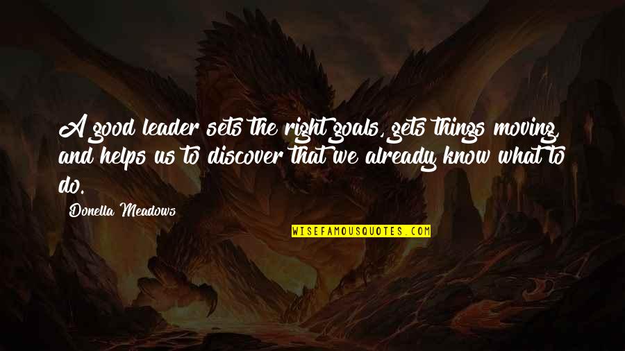 Gavrilova Jordan Quotes By Donella Meadows: A good leader sets the right goals, gets